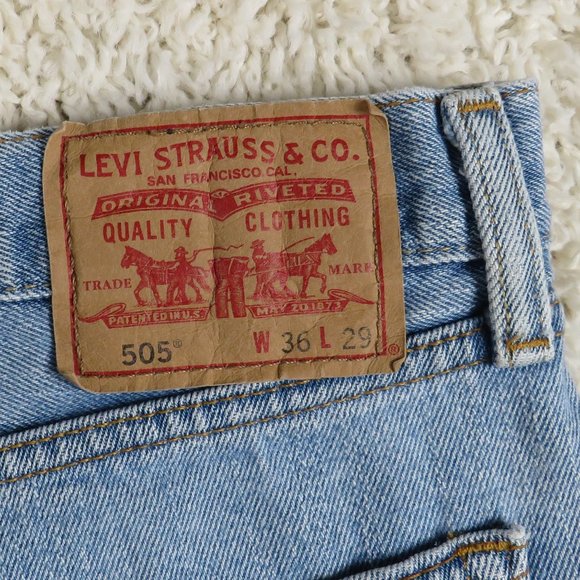Levi's* 505 Straight Fit Denim Blue Jeans Size~ 36" x 29" - Picture 6 of 12